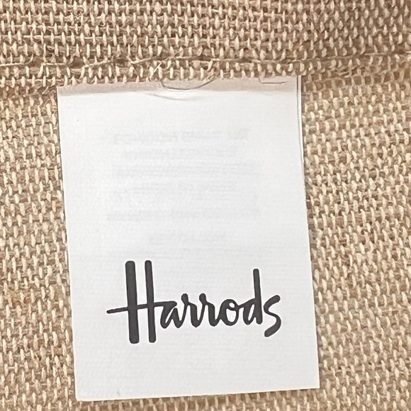 Harrods London Natural Jute Cotton Spacious Tote Book Bag - Picture 5 of 7